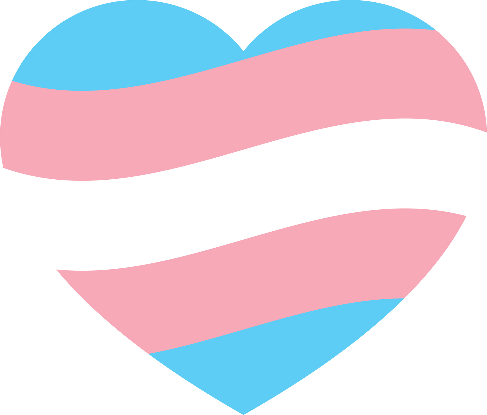 Blue, pink and white colored heart icon, as the colors of the transgender flag. LGBTQI concept. Flat design illustration.